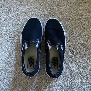 black and white slip on vans